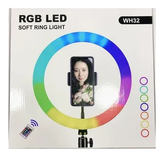 Aro De Luz Led Rgb 32 Cm Lampara Selfie Soporte Para Celular