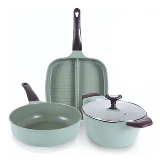 Set Jade 3 Pzas Sartén Cuadrado 27 Cm Ollas Queen Sense