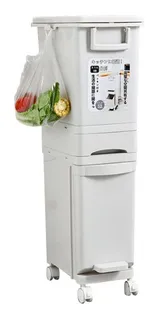 Bote Basura Doble Capa Blanco Compartimento Para Utensilios